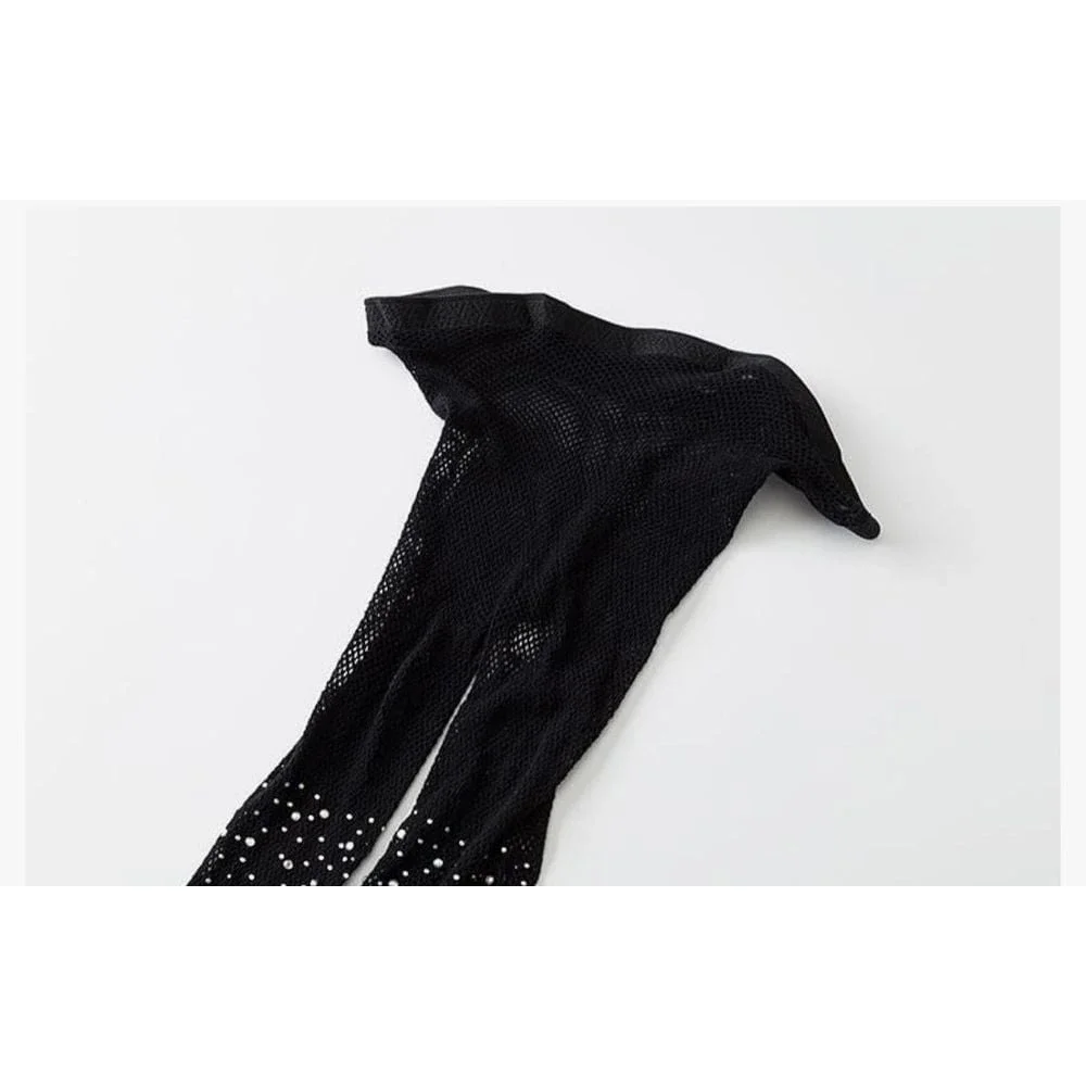 Sparkly Fishnet Tights Rhinestone Embellished Pantyhose Party Clubwear H-16‎